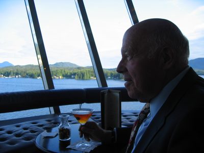 Dad enjoying a Manhattan before our final formal dinner on board.