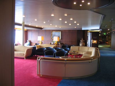 Seating area; is a piano bar at night