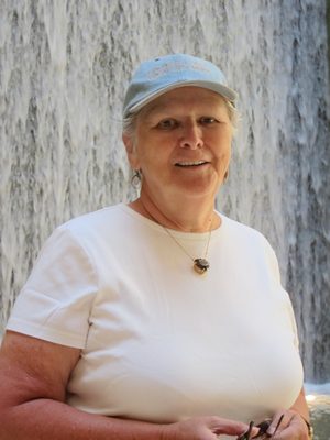 Standing in front of their waterfall.  The "Rock" is a...