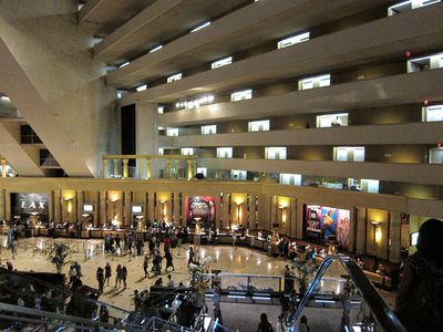 View looking at ground floor of Pyramid, lower hotel...