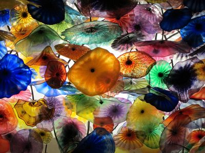The glass ceiling in the Bellagio done by Dale Chihuly.