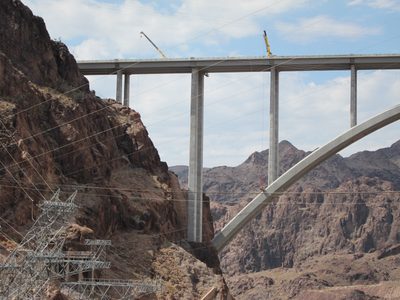 The AZ side of the new bridge.  The current road over...