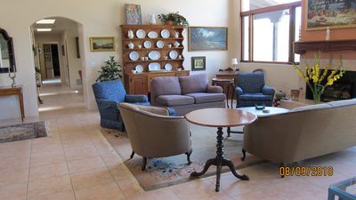 Rug length of 142 is from fireplace to door; 107 width. ...