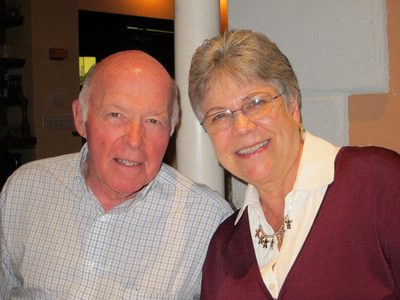 Peter and Anne Read, sporting her "grandmother"...
