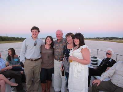 One of the groomsmen, Kate (bride's sister), bride's Dad...