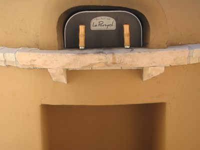 View with the oven door closed.  The area below, which...