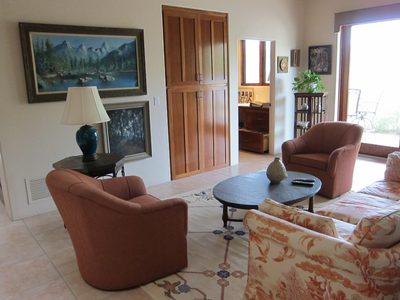 Slate table has moved from LR into Family room.