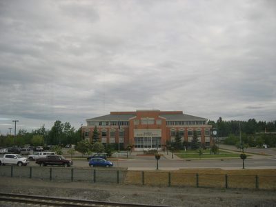 Cloudy day as we leave Anchorage by train.  This...