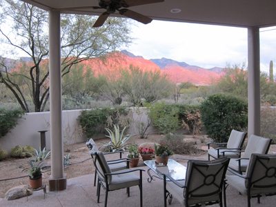 Sunset reflected on the Catalinas.