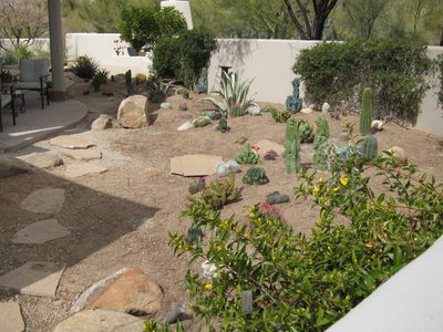 A view from the east, peeking over the wall so that the...