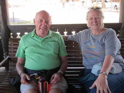 Peter and Meg on the porch of El Tovar after our walk...