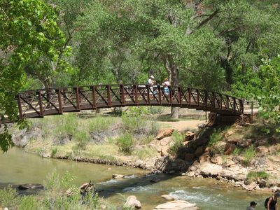 Bridge leading to Sapphire Pools, across the Virgin...