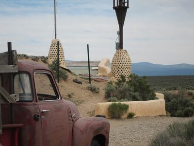 Near the entrance to Earthship