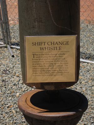 A whistle that notified miners of a shift change.