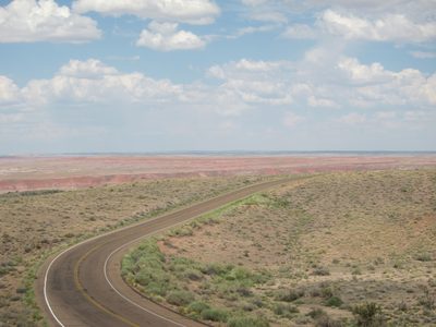 Road taking off for the Painted Desert.