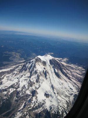 View of Mt Rainier from the Alaska Air non-stop to...