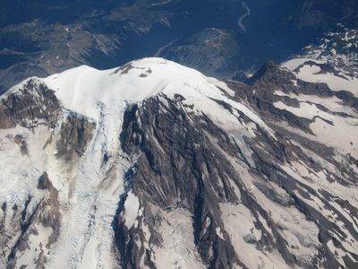 And more or less straight down on Rainier.  Summer snow...