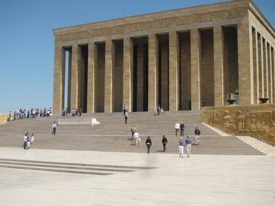 View of the Anitkabir.  It holds one side of a vast...