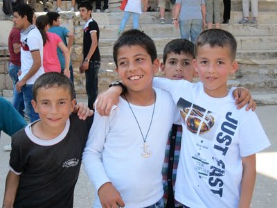 Some school kids were eager to have a picture taken.