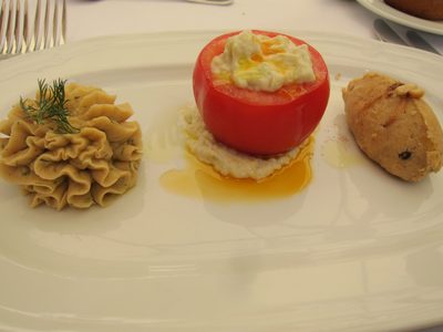 The first course at a lovely restaurant near the Chora church.