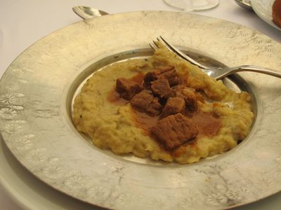 Another serving of wonderful braised lamb over a puree...