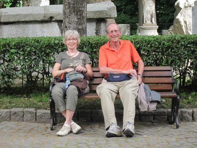 Taking a break between the Mosaic museum and the...