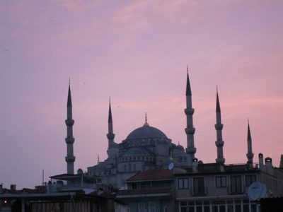 The Blue Mosque as seen from the rooftop cocktail lounge...