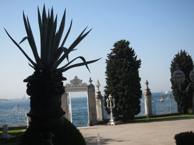 Dolmabache Palace on the European side of the...