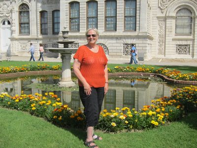 A tourist in the garden.