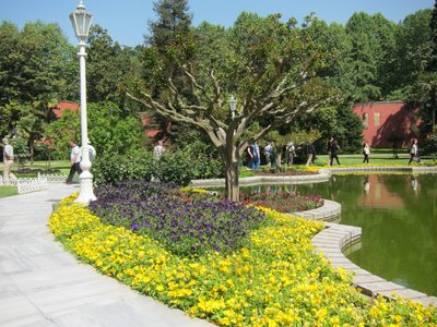 Enjoying the gardens and the day.