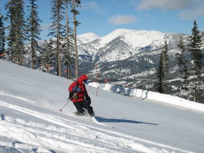 John making quasi-first tracks in-bounds at Big...