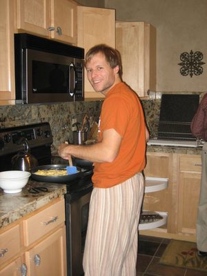 John cooking Christmas brunch.
