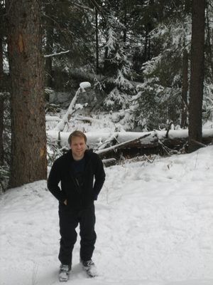 John on the trail to Ousel Falls during a Christmas day hike.