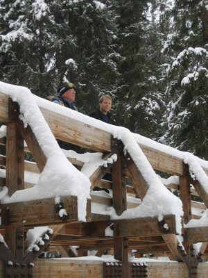 John and Dad pausing on the bridge.