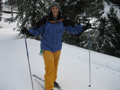 Catherine on cross country skis.
