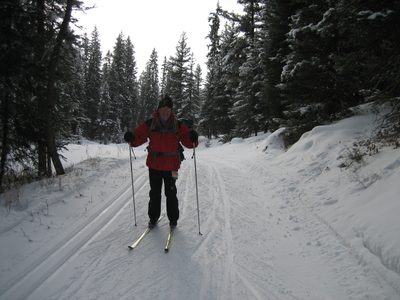 Dad on cross country skis.