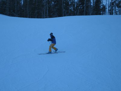 Catherine on tele skis.