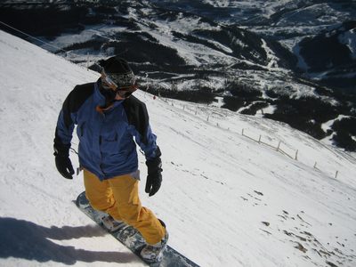 Catherine skiiing Marx (double black).  Mind the rocks :).