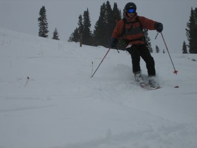 John, looking a bit awkward in the heavy snow in Beehive Basin.