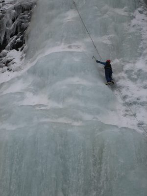 Catherine, making a big reach with her left arm.