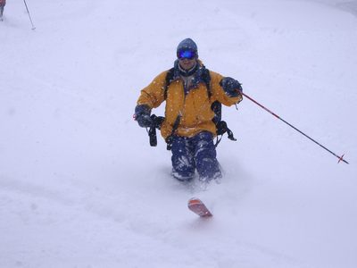 John tele-skiing near the Pear Lake ski hut.