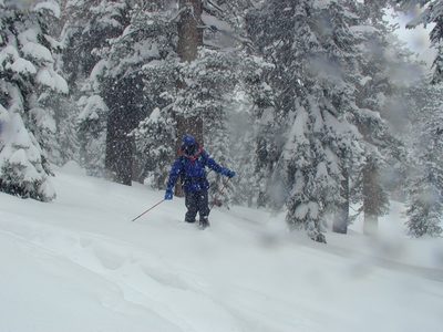 Alan, making the most of the slope with skins on.