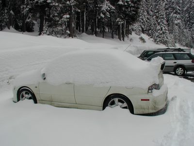 The car got a little buried.
