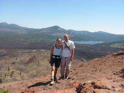 Rachel and John in front of the Fantastic Lava Beds.