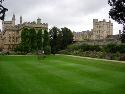 Garden Quad and old city wall; New Buildings in background