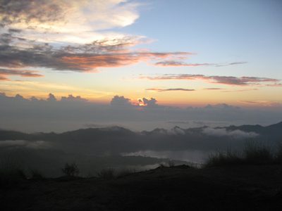 Sunrise from the top of Gunung Batur - if you look very...
