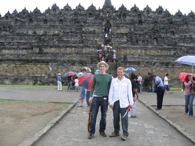 Trevor and John in front of Borobudur temple.