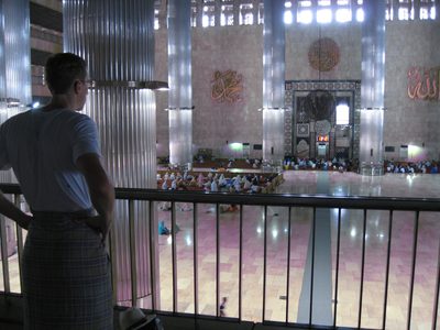 Trevor inside the largest mosque in Indonesia.